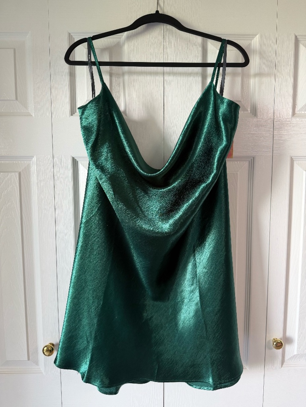 Arula Emerald Satin Cowl Neck Mini Dress 2X NWT Slip Dress Holiday